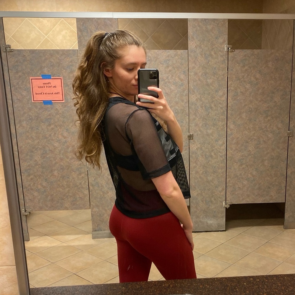Red Betsey Johnson Performance Leggings - Picture 2 of 5